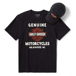 Mens Harley Leisure Wear: Harley 96284-26VM MEN'S BAR &AMP; SHIELD HAT &AMP; TEE GIFT SET