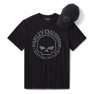 Mens Harley Leisure Wear: Harley 96285-26VM MENS WILLIE G SKULL HAT &AMP; TEE GIFT SET
