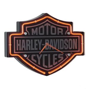 hdl-16651b HARLEY Etched Bar & Shield Shaped Neon Clock, Orange Neon HDL-16651 hdl-16651b
