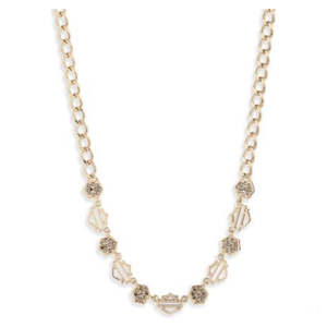 Harley Davidson Jewellery 2: 34N00346 Harley-Davidson Women's Gold-Tone Hexagon Necklace - 16"