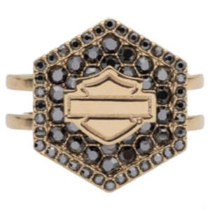 Harley Davidson Jewellery 2: 34R00736 Harley-Davidson Women's Gold-Tone Hexagon Bar & Shield Ring - Size 7