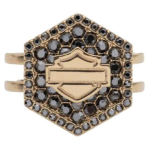 Harley Davidson Jewellery 2: 34R00738 Harley-Davidson Women's Gold-Tone Hexagon Bar & Shield Ring - Size 9