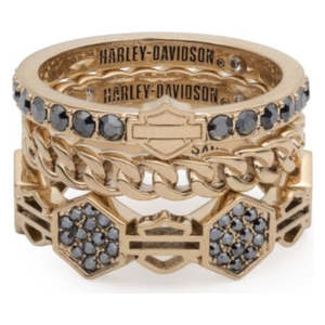 Harley Davidson Jewellery 2: 34R00741 Harley-Davidson Women's Gold-Tone Triple Stack Ring Set - Size 8