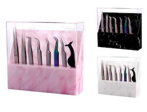 Products: Pink marble tweezer holder