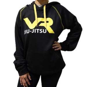 Auckland Mma Equipment: XTH Performance Hoodie - VR Jiu Jitsu - Black with Yellow Trim