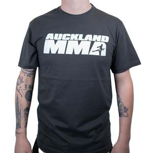 Auckland Mma Equipment: Auckland MMA New Logo Premium Cotton T Shirt - Charcoal