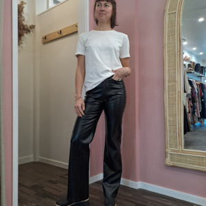 Rotate Birger Christensen - Logo Embossed Faux Leather Pants - Size 6