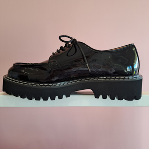 Shoes: Jo Mercer - Umi Black Patent Lace Ups - Size 38 / 7