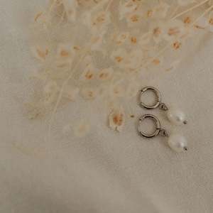 Pearl Hoop Earrings | Silver