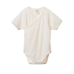 Pointelle Short Sleeve Kimono Bodysuit