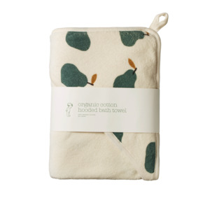 Baby: Organic Cotton Hooded Bath Towel | Pear