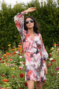 Veina Wrap Dress Leopard Floral