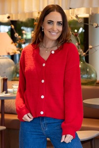 Hallie Fluffy Cardigan Red