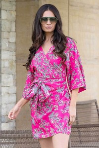 Halle Kimono Paisley Fluro Pink