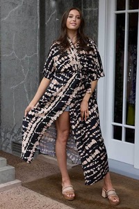 Esme Kimono Black Beige Print