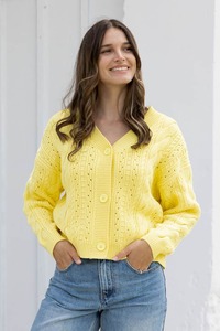 Cardis: Tash Knit Cardi Butter Yellow