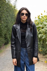 Wren Pleather Blazer Black