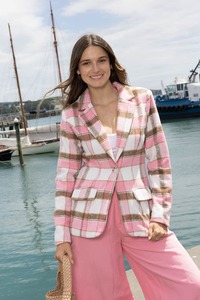 Azini Checked Blazer Pink