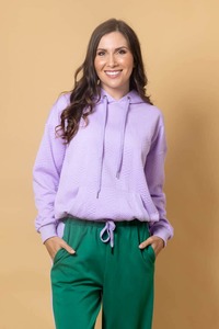 Womens Sweaters: Dayna Embossed Hoodie Lilac