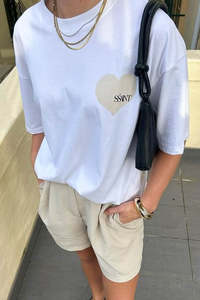 SSAINT Heart Tee White Cream