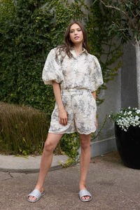 Shorts: Sara Embroidered Shorts Cream Black