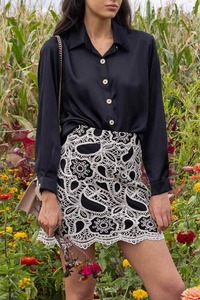 Skirts: Claudia Mini Skirt Lace Black