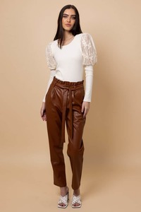 Alicia Faux Leather Pant Tan