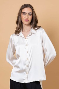 Sale Amaya: Tylie Satin Shirt Champagne