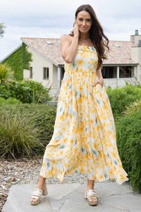 Party Dresses: Cassie Maxi Dress Yellow Floral