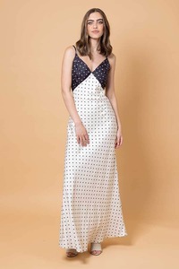 Party Dresses: Kinsley Polka Dot Dress Cream Black