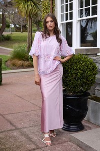 Maxi Skirts: Nola Satin Maxi Skirt Blush Pink