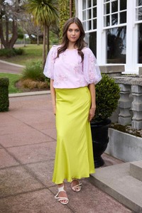 Nellie Satin Maxi Skirt Zest