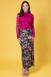 Millie Maxi Sequin Velvet Skirt Black