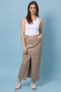 Briar Faux Leather Maxi Skirt Stone