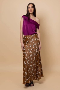 Maxi Skirts: Alex Satin Maxi Skirt Rust