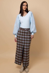 Daphne Maxi Skirt Check Blue