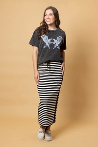 Sadie Skirt Black Cream Stripe