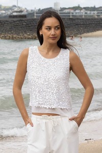 Singlets: Jo Sequin Top White