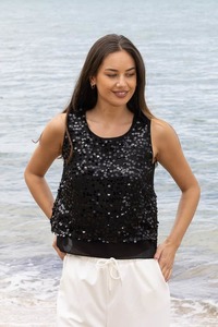 Singlets: Jo Sequin Top Black