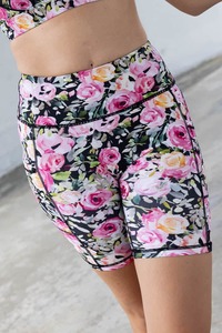 Floral Motion Bike Shorts Black