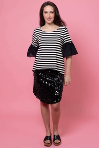 Sequins: Emelie Sequin Skirt Black