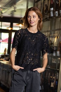 Womens Tops: Helen T Shirt Lace Black