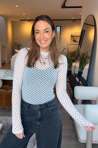 Mel Mesh Top Black Dot White
