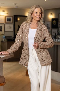 Womens Jackets Coats: Lisa Blazer Sequin Caramel