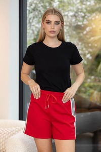 Adela Short Stripe Cream Red