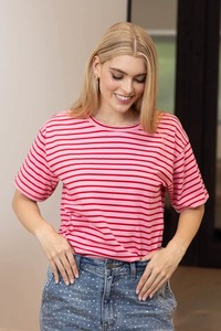 Charlotte T-Shirt Stripe Red Pink