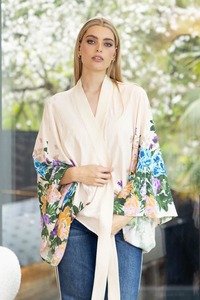 Womens Tops: Evelyn Kimono Floral Cream