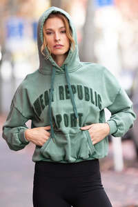 Womens Sweaters: Collaborate Hoodie Green