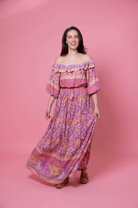 Shelley Off The Shoulder Top Pink Boho