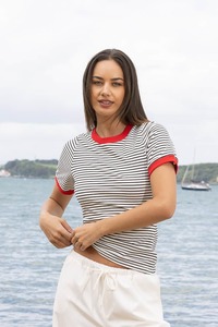 Sale Tops: Victoria Black Cream Stripe Top